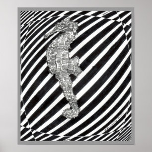 Altered hand-drawn Sea Horse poster by Harmony