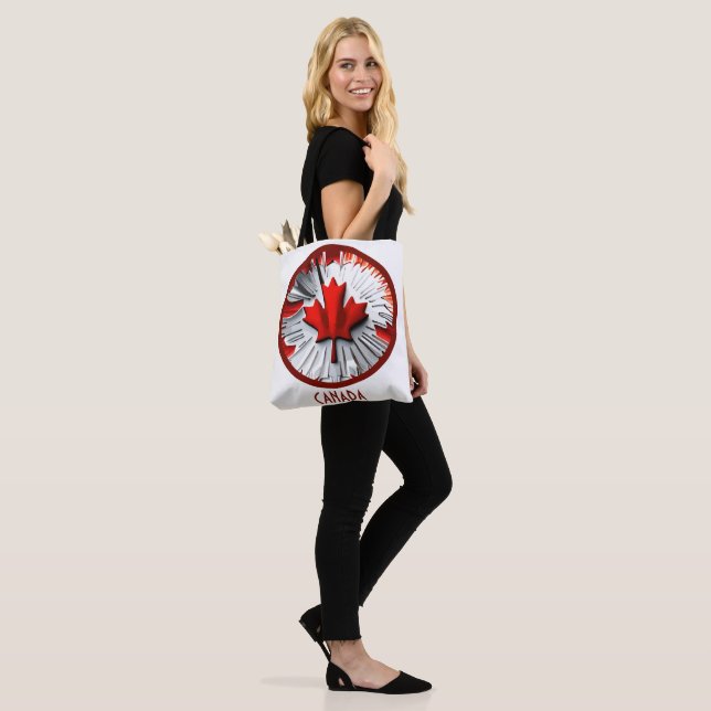 Altered Maple Leaf: A Creative Canadian Twist Tote Bag (On Model)