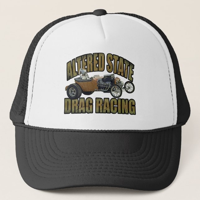 altered state drag racing hot rod trucker hat (Front)