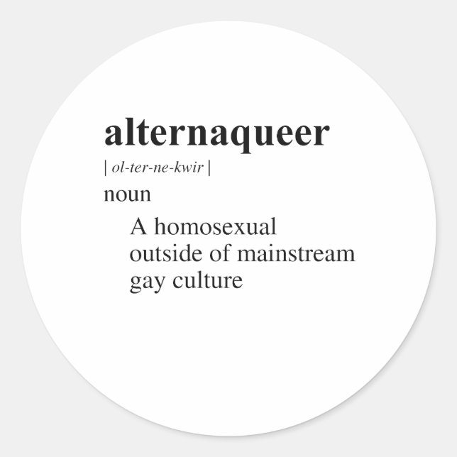 ALTERNAQUEER CLASSIC ROUND STICKER (Front)