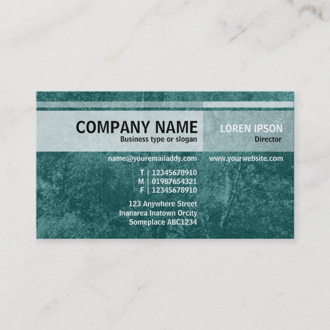 Alternate Tones - Birch Tree - Dark Teal Business Card (Front)