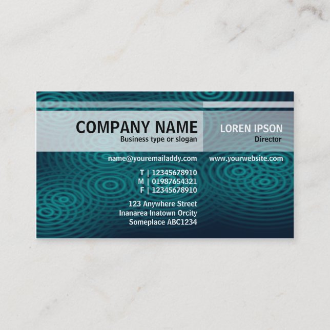 Alternate Tones - Electric Rain (Teal) Business Card (Front)