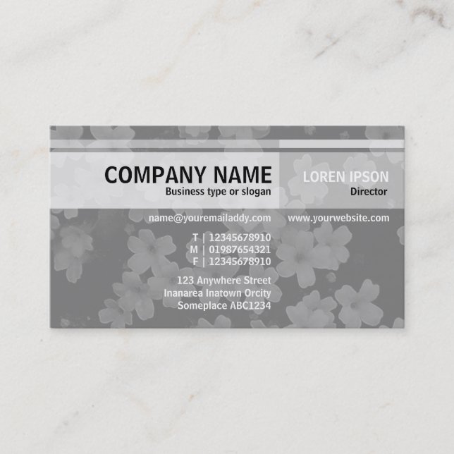 Alternate Tones - Flowers - Grey Business Card (Front)