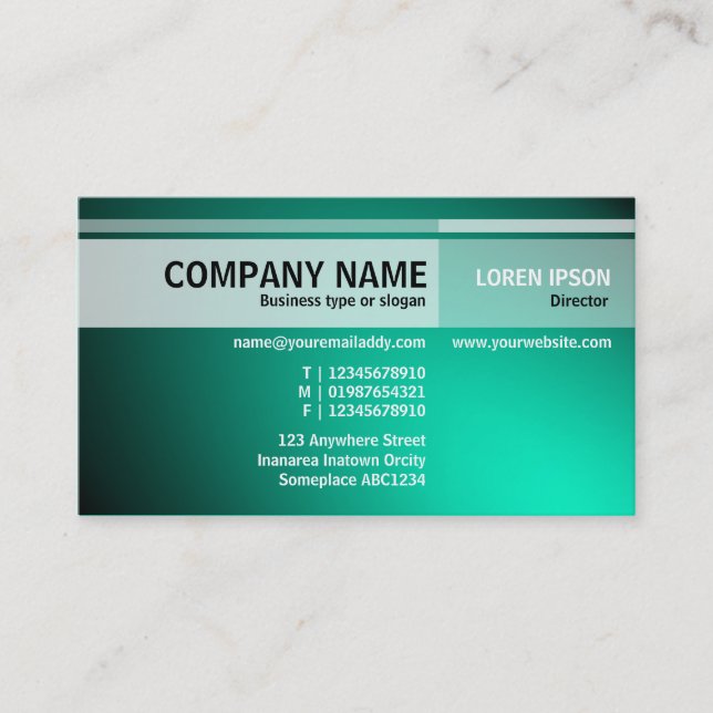 Alternate Tones - Illuminated - Turquoise Business Card (Front)