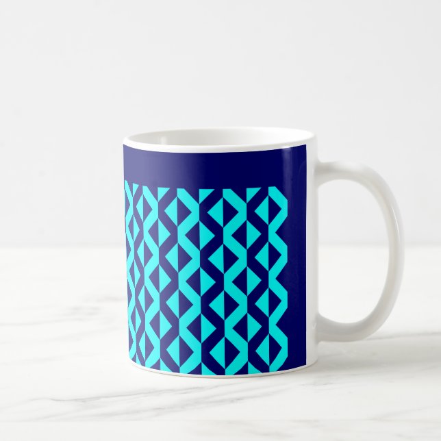 Alternate ZigZags - Cyan and Deep Navy Coffee Mug (Right)