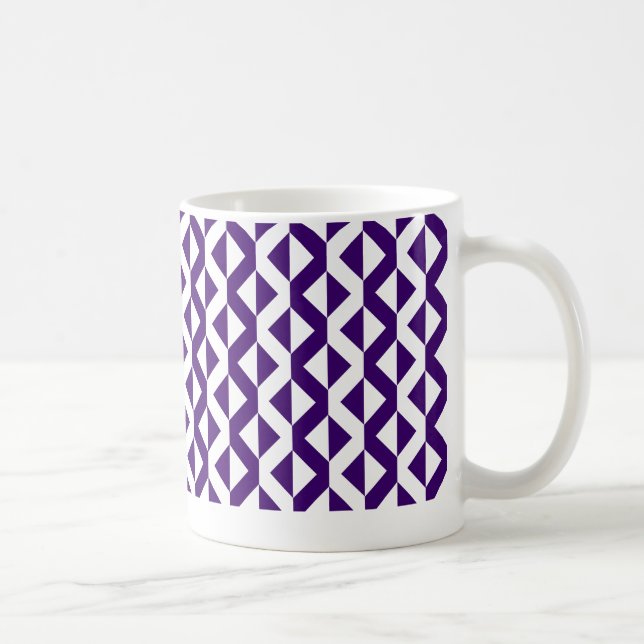 Alternate ZigZags - Deep Violet and White Coffee Mug (Right)