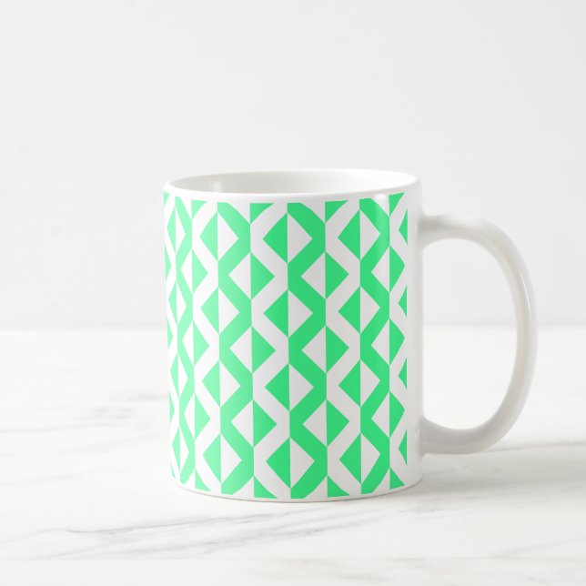 Alternate ZigZags - Mint Green and White Coffee Mug (Right)