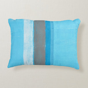 'Alternating' Blue Abstract Art Decorative Cushion