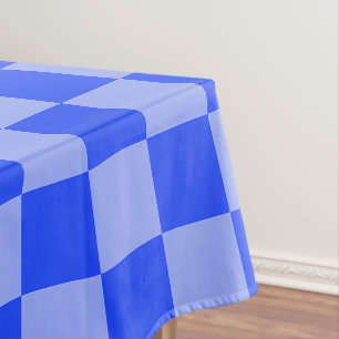 Alternating Blue and Light Purple Chequerboard Tablecloth