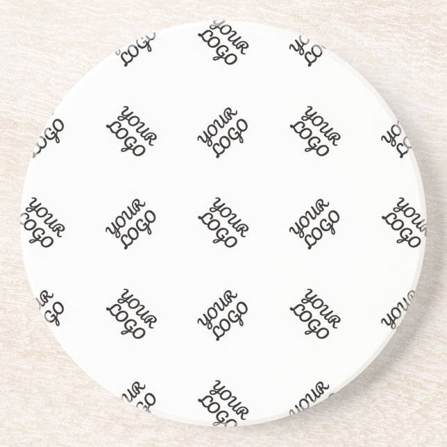 Alternating Business Logo or Image Pattern | White Coaster (Front)