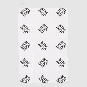 Alternating Business Logo or Image Pattern White Golf Towel