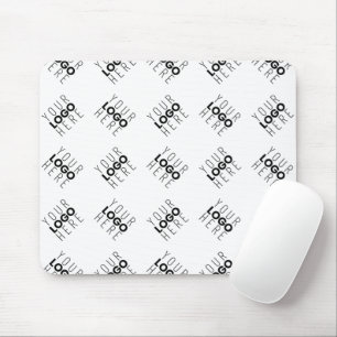 Alternating Business Logo or Image Pattern White Mouse Mat