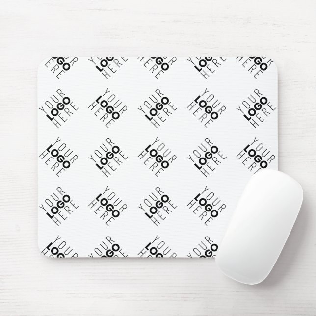 Alternating Business Logo or Image Pattern | White Mouse Mat (With Mouse)
