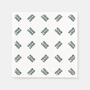Alternating Business Logo or Image Pattern White Napkin