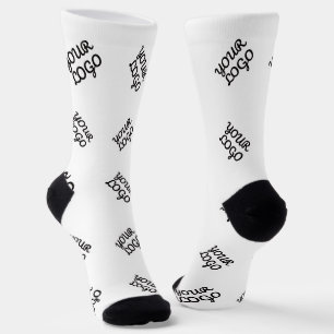 Alternating Business Logo or Image Pattern White Socks