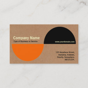 Alternating Crecents - Orange + Black + Cardboard Business Card