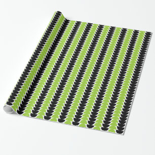 Alternating Crescents 04 - Martian Green and Black Wrapping Paper