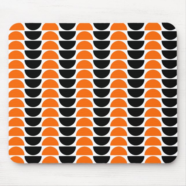 Alternating Crescents in Orange and Black Mouse Mat (Front)