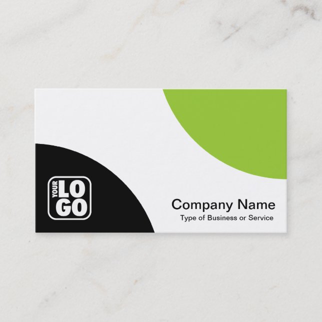 Alternating Curves - Black and Martian Green Business Card (Front)