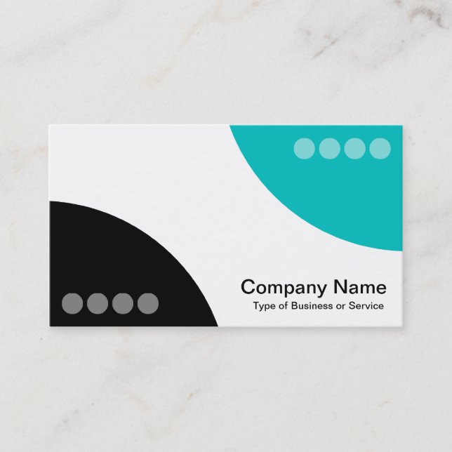 Alternating Curves II - Black and Aqua Business Card (Front)