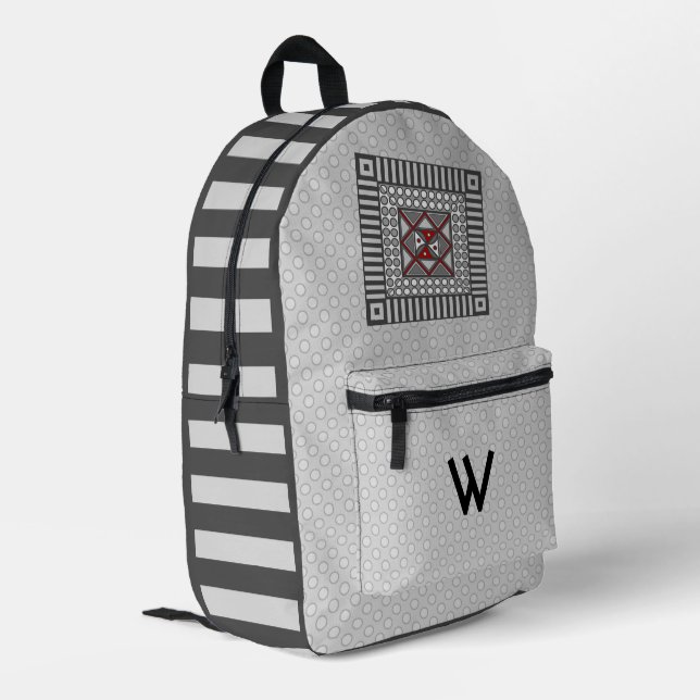 Alternating Geometric Printed Backpack (Back Corner Left)