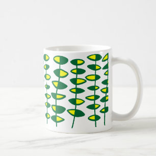 Alternating Leaf Abstract - Green and Yellow Coffee Mug