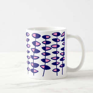 Alternating Leaf Abstract - Pink and Dark Blue Coffee Mug