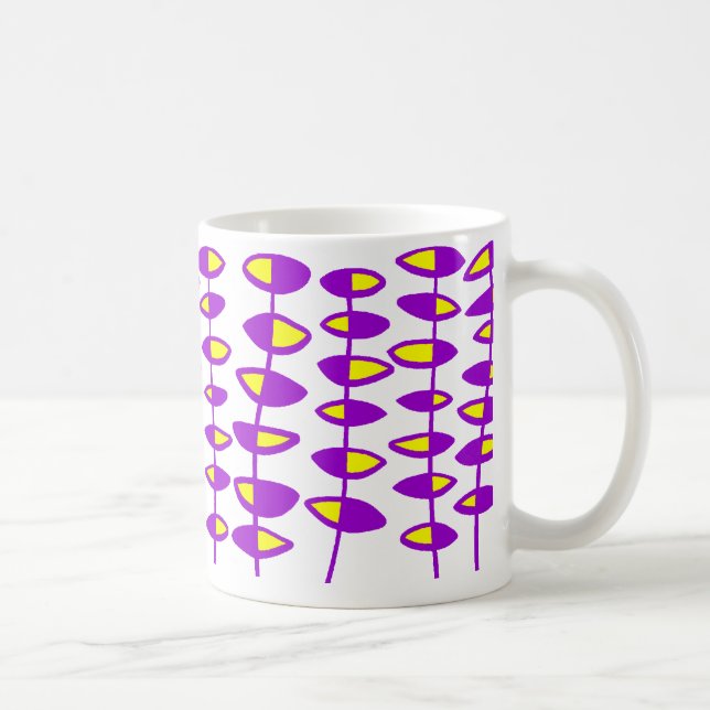 Alternating Leaf Abstract - Purple and Yellow Coffee Mug (Right)
