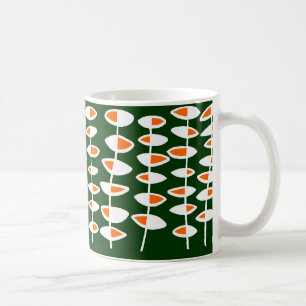 Alternating Leaf - White & Orange on Green 003300 Coffee Mug
