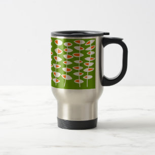 Alternating Leaf - White & Orange on Green 669900 Travel Mug