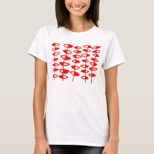 Alternating Leaves Abstract - Red and Cream T-Shirt