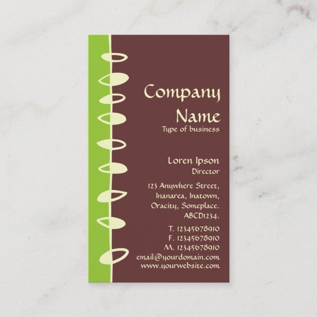 Alternating Leaves - Green, Brown and Cream Business Card (Front)