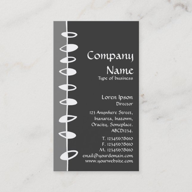 Alternating Leaves - Grey, Dark Grey and White Business Card (Front)