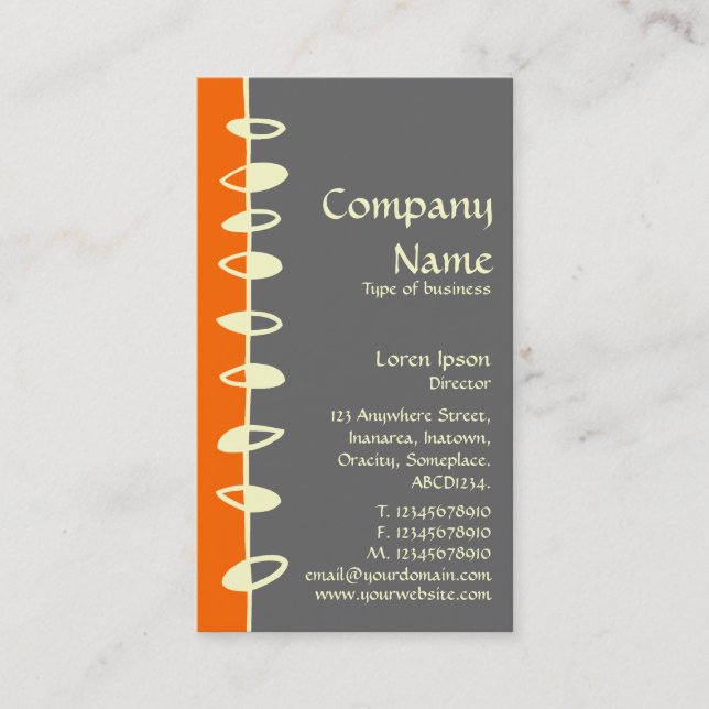 Alternating Leaves - Orange, Dark Grey and Cream Business Card (Front)