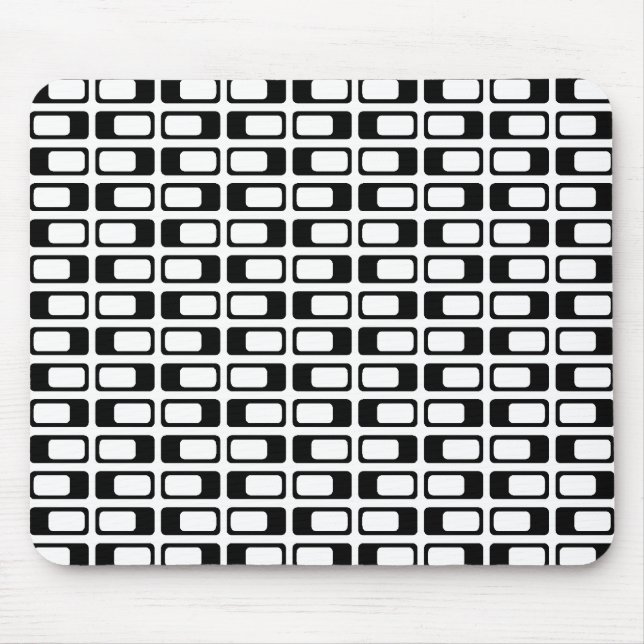 Alternating Rectangles (Black with White) Mouse Mat (Front)