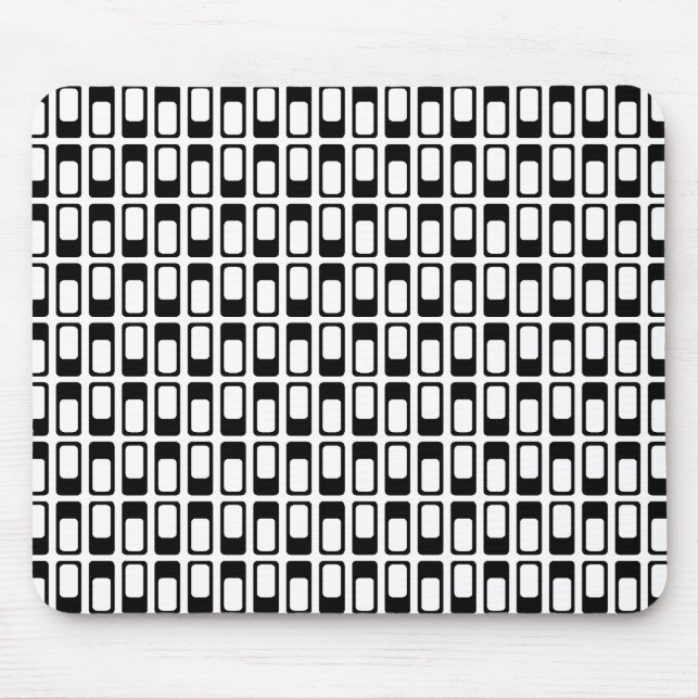 Alternating Rectangles (Black with White) Mouse Mat (Front)