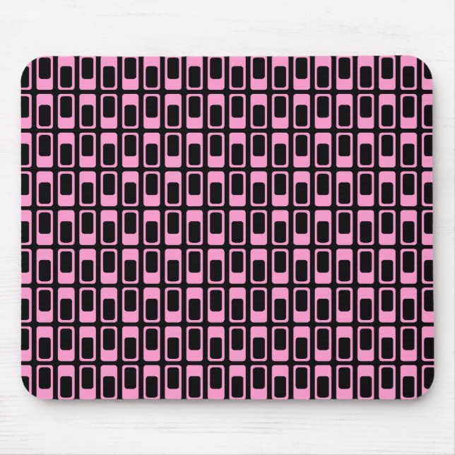 Alternating Rectangles (Pink with Black) Mouse Mat (Front)