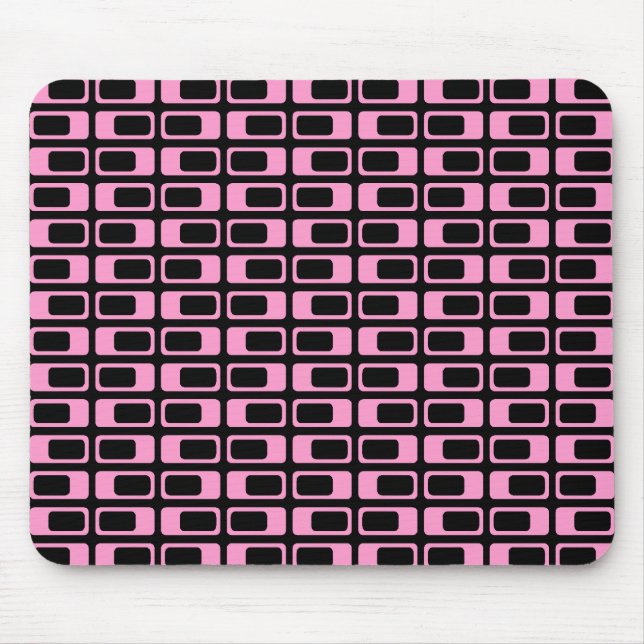 Alternating Rectangles (Pink with Black) Mouse Mat (Front)