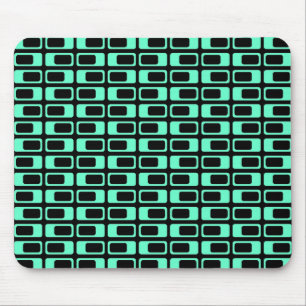Alternating Rectangles (Turquoise with Black) Mouse Mat