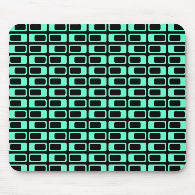 Alternating Rectangles (Turquoise with Black) Mouse Mat (Front)
