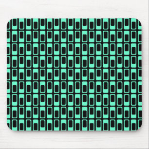 Alternating Rectangles (Turquoise with Black) Mouse Mat