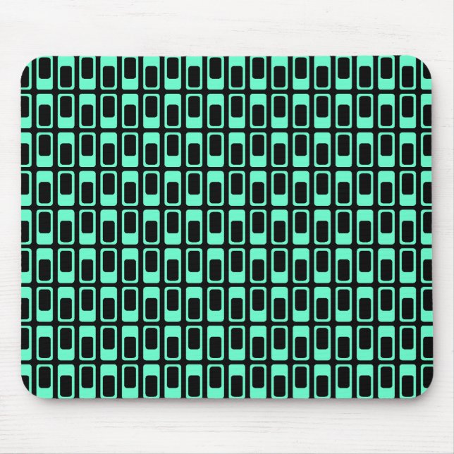 Alternating Rectangles (Turquoise with Black) Mouse Mat (Front)