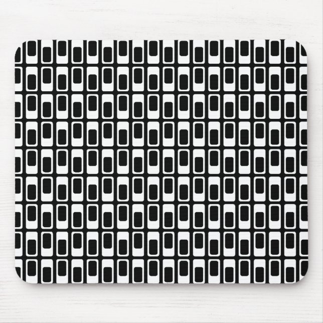 Alternating Rectangles (White with Black) Mouse Mat (Front)