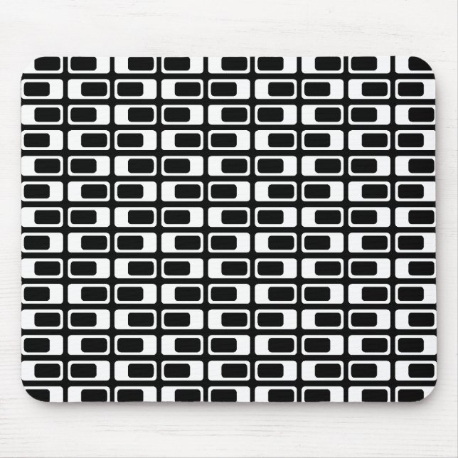 Alternating Rectangles (White with Black) Mouse Mat (Front)