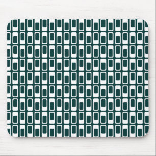 Alternating Rectangles (White with Dark Green) Mouse Mat