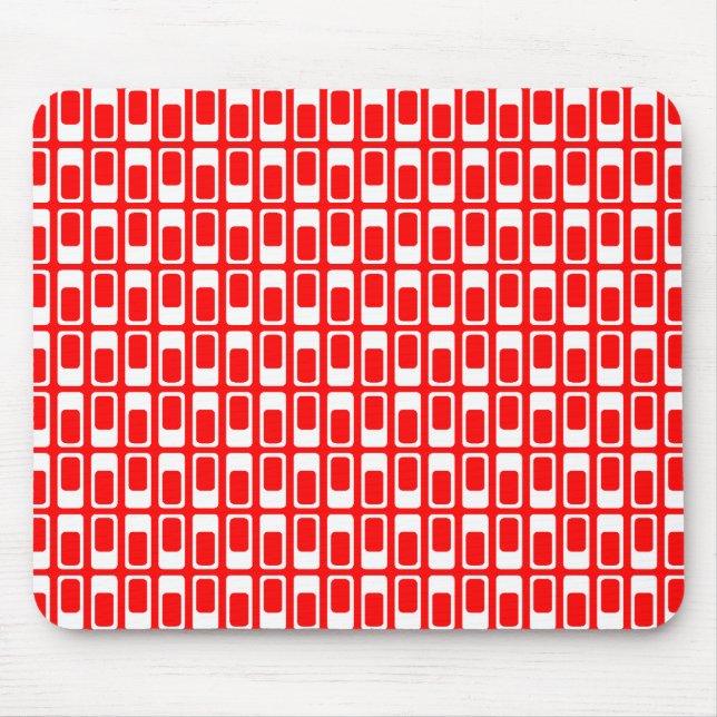 Alternating Rectangles (White with Red) Mouse Mat (Front)
