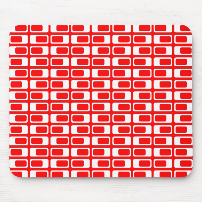 Alternating Rectangles (White with Red) Mouse Mat (Front)