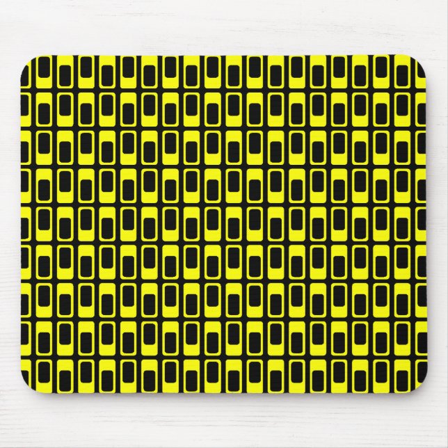 Alternating Rectangles (Yellow with Black) Mouse Mat (Front)