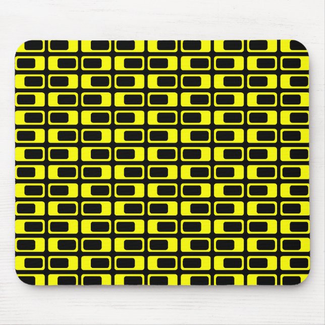 Alternating Rectangles (Yellow with Black) Mouse Mat (Front)