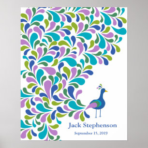 Alternative baby shower guest book peacock